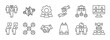 © AGE - Human Interaction Line Editable Icons set Collection. Containing communication, connection, chat, relationships, socializing, meetings, group, relationship and more. Editable stroke. EPS 10
