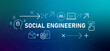 © bakhtiarzein - Social Engineering banner illustration graphic icons representing cyber threats and human user manipulation attackers deceive individuals to gain unauthorized access to data cyber security