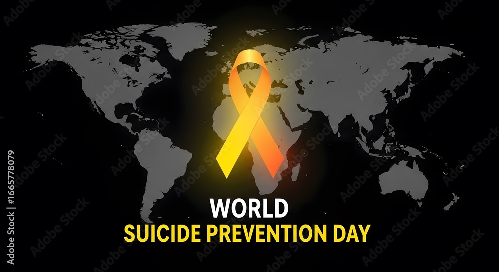 World suicide prevention day awareness with a glowing orange and yellow ...