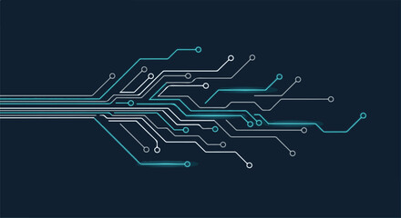 Futuristic high-tech circuit board background with digital lines and network connections illustration