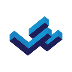Wall Mural - the image shows a flat monogram logo design of an initial letter le in blue color combination in 3d 