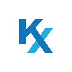 Wall Mural - the image shows a flat monogram logo design of an initial letter kx in blue color combination in sim