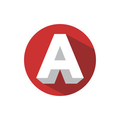 Wall Mural - the image shows a flat logo design of an initial letter a in white color with shadow inside a red ro