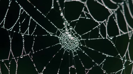 Spiderweb Dewdrops Nature's Geometric Artistry in Macro