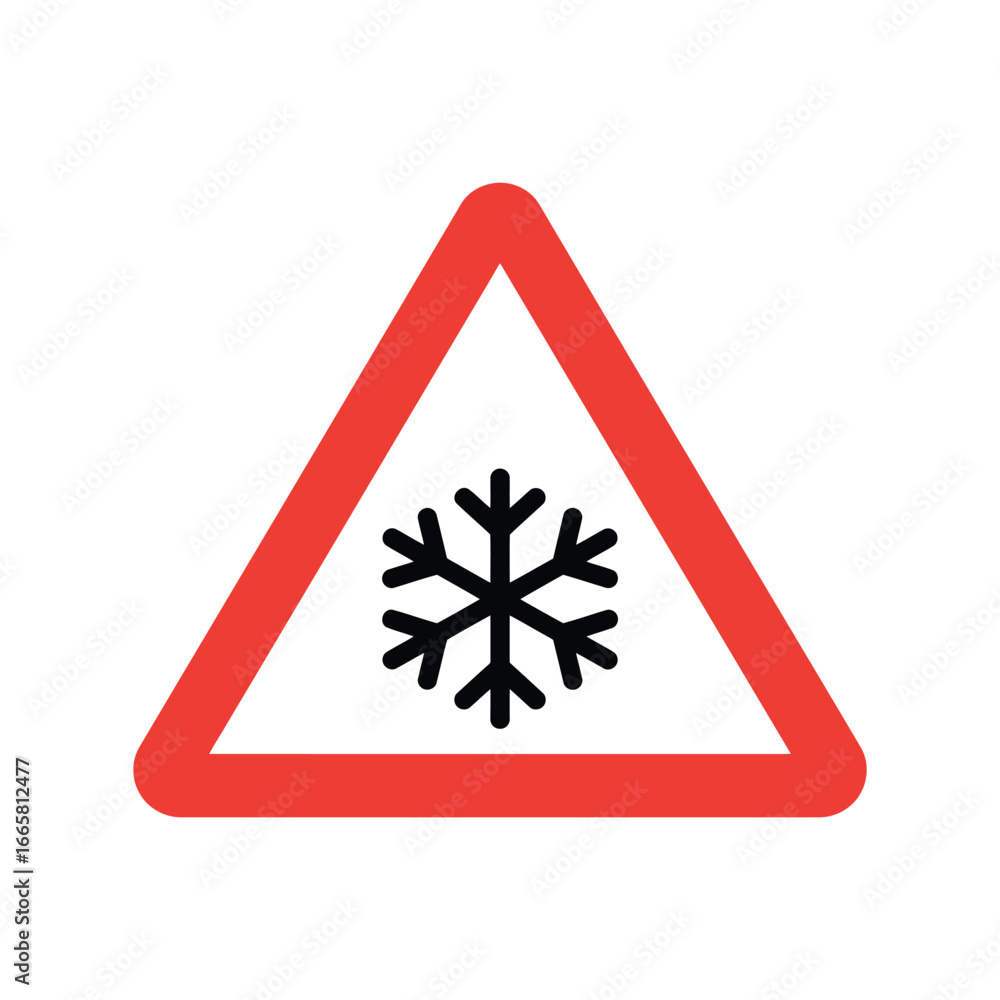 Warning sign snowflake vector illustration cold weather alert winter ...