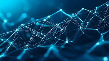 Wall Mural - the image displays a complex, intricate network of interconnected glowing points and lines in shades
