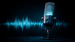 © lnsu - Podcast Mic with Glowing Neon Sound Wave