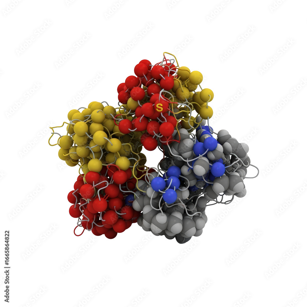 Complex protein molecule structure isolated on transparent background ...