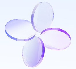Wall Mural - abstract flower with petals of glass holographic round discs. iridescent geometric figure of transpa