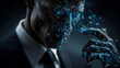 © Firidun - Grey businessman with polygon line on abstract background. Polygonal space low poly with connecting dots and lines. Connection structure. Vector business background.