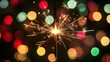 © Nadiia - Sparkler with bright glowing light and colorful bokeh background festive holiday celebration atmosphere