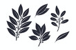 © produmnya  - Assorted Leafy Branches Silhouette Graphics on White Background Elemental Set