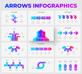 Wall Mural - set of arrow infographics showcasing modular layouts, suitable for business, strategy, and education