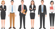 © CreativeArtist - Professional business team in formal office attire, corporate group illustration with confident men and women in workplace clothing