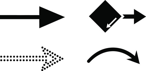 Arrow icons collection for navigation or wayfinding design, black arrows on white offer clear direction