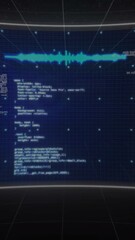 Wall Mural - animation of data processing and scope scanning over black background