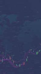 Wall Mural - animation of data processing and diagram over world map