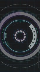 Wall Mural - animation of data processing and scope scanning over black background