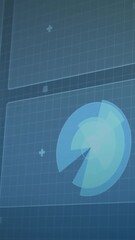 Wall Mural - animation of data processing and scope scanning over blue background