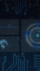 Wall Mural - animation of data processing and connections over black background