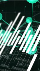 Wall Mural - animation of financial data processing and connections over black background