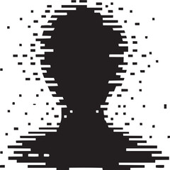 Modern abstract dissolving silhouette creates dynamic, thought-provoking data privacy and security concept