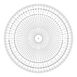 © Yevhenii - Protractor ruler on transparent background. Protractor for drafting, degree measuring, and tilt angle meter tool. Protractor ruler with 360 degrees. Vector