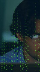 Wall Mural - animation of data processing over businessman using computer in office