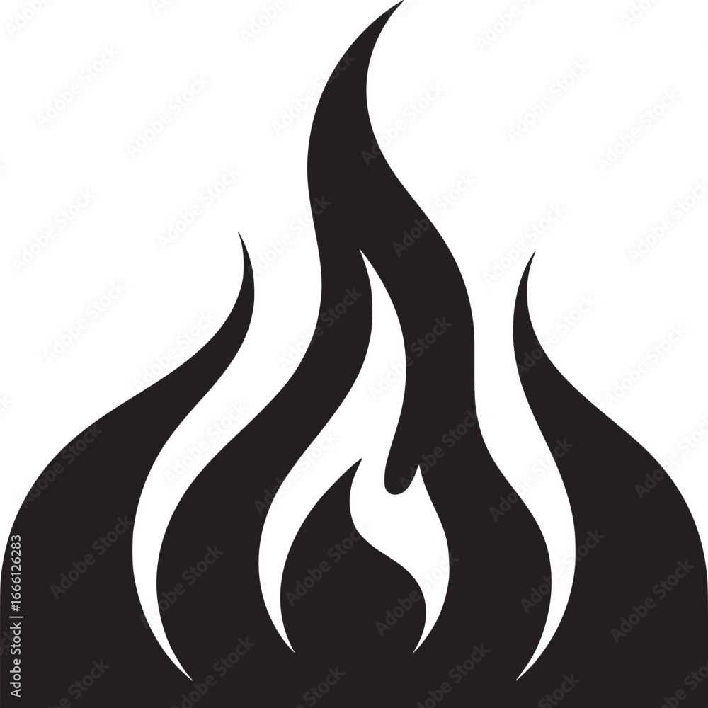 Bold graphic flame design in black and white offers striking visual ...
