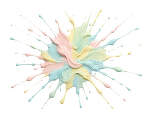 Wall Mural - acrylic paint splatter, soft colors on a white background