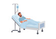 © Zals Images - A man lies in a hospital bed with an IV drip