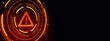 © Who is Danny - Cybersecurity warning symbol with glowing red alert icon in futuristic digital interface on dark background template for online threat banners. 3D Rendering