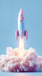© Siriphat - Stylish rocket taking off with colorful smoke.