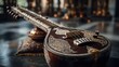 © Mas - Exquisite Detailed Sitar Musical Instrument Displayed on an Ornate Cushion