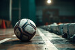© Taufik - Lone Soccer Ball on Indoor Court Youth Sports Training Dream Chasing