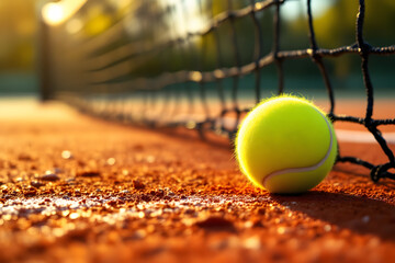 Tennis Ball Close Up on Clay Court Fresh Beginnings Healthy Lifestyle
