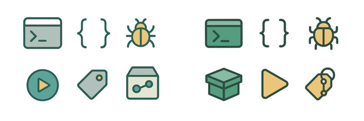 Programming and Development Icons, Minimalist flat design