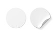 © sdecoret - Round stickers isolated on transparent background. Mockup of blank label
