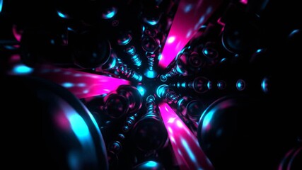 Cyan and Pink Cyber ​​Stream with Pulsating Elements and Neon Background VJ Loop in 4K