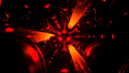 Red and Orange Cyber ​​Stream with Pulsating Elements and Neon Background VJ Loop in 4K