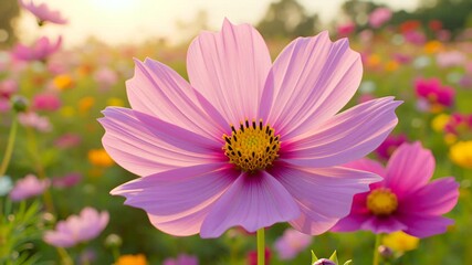 close-up captures a vibrant, delicate cosmo flower in full bloom.