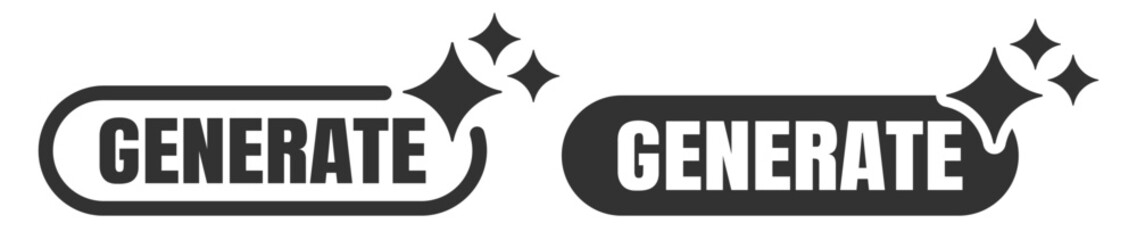 Generate button icons with sparkles on transparent background