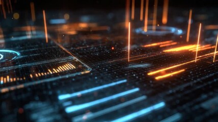 Wall Mural - Digital Data Display: An abstract digital interface featuring a network of data streams, lines of code, and dynamic visual elements, representing interconnectedness and technological complexity.