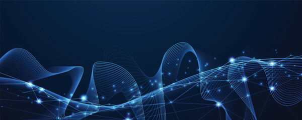 Wall Mural - technology and modern science banner or header. connected neural network