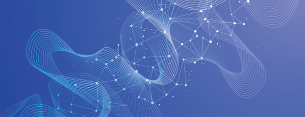 Wall Mural - technology and modern science banner or header. connected neural network