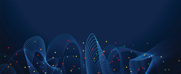 Wall Mural - technology and modern science banner or header. connected neural network