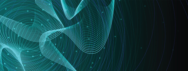 Wall Mural - technology and modern science banner or header. connected neural network