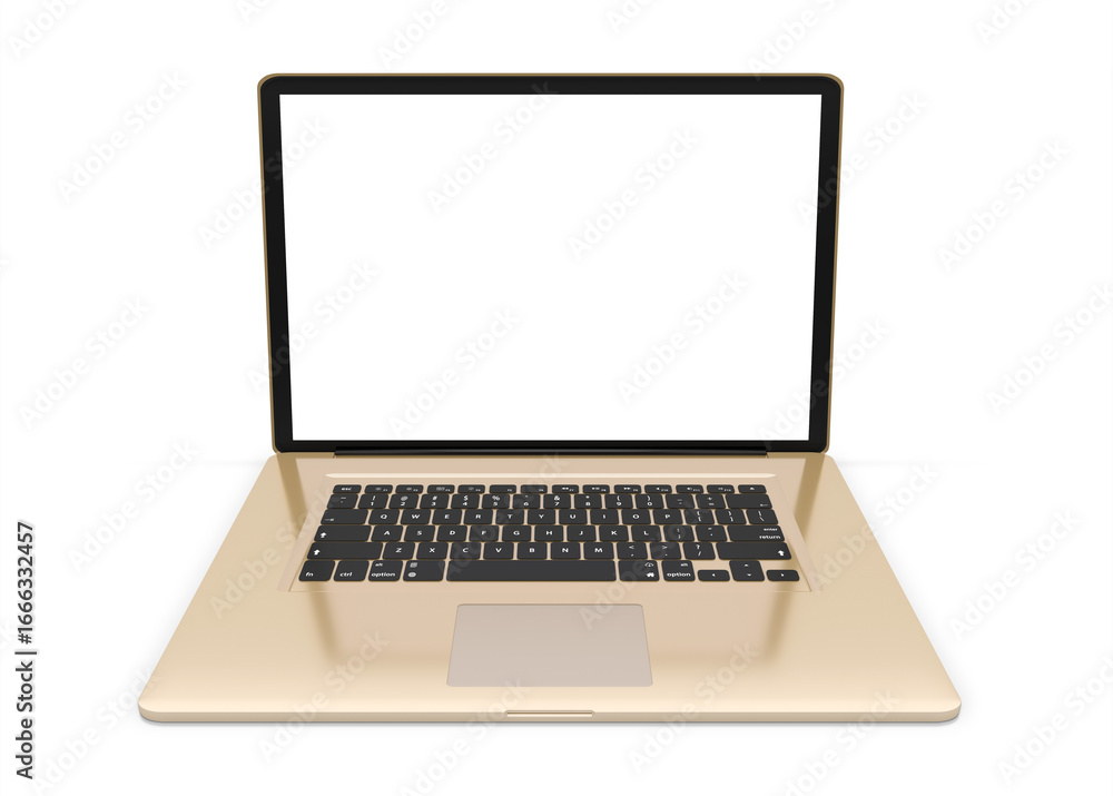 Modern gold laptop computer screen isolated on transparent background ...