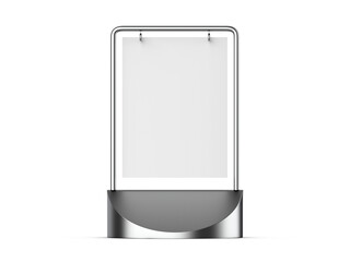 Wall Mural - Metallic swinger pavement double sided blank white board for mock up and branding presentation, budget pavement sign. Ideal for pubs and shops. 3d illustration.