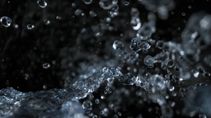 Wall Mural - super slow motion shot of pure water splash flowing around camera on black at 1000fps.